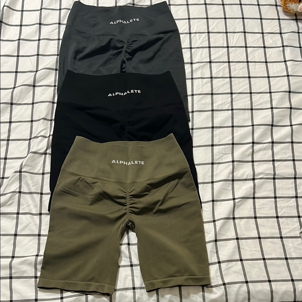 Alphalete Athletic Shorts Black and Gray Minimalist Design